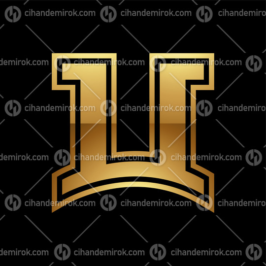 Golden Letter U Symbol on a Black Background - Icon 4