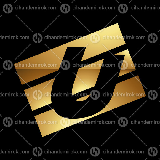 Golden Letter U Symbol on a Black Background - Icon 5