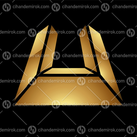 Golden Letter U Symbol on a Black Background - Icon 6