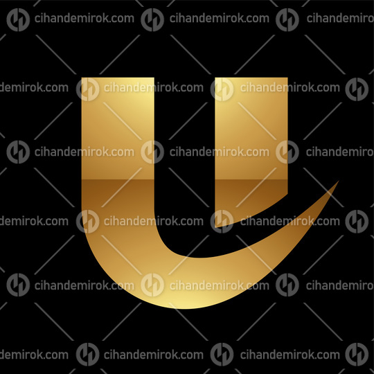 Golden Letter U Symbol on a Black Background - Icon 7