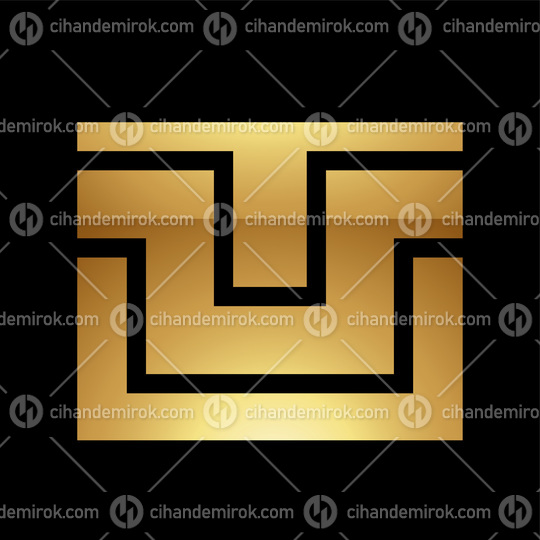 Golden Letter U Symbol on a Black Background - Icon 8
