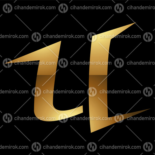 Golden Letter U Symbol on a Black Background - Icon 9