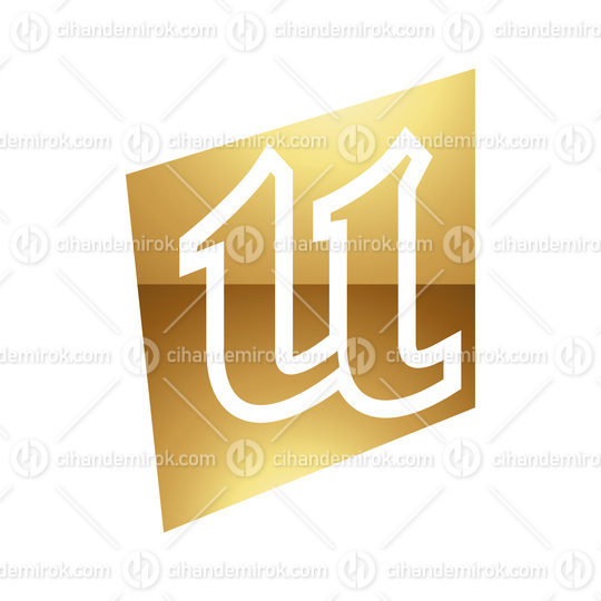 Golden Letter U Symbol on a White Background - Icon 2