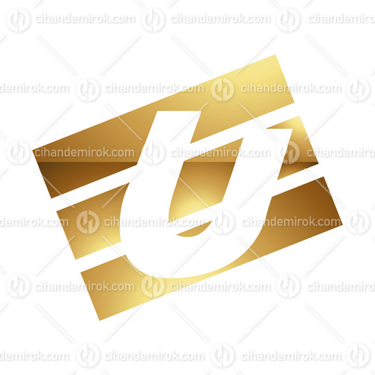 Golden Letter U Symbol on a White Background - Icon 5