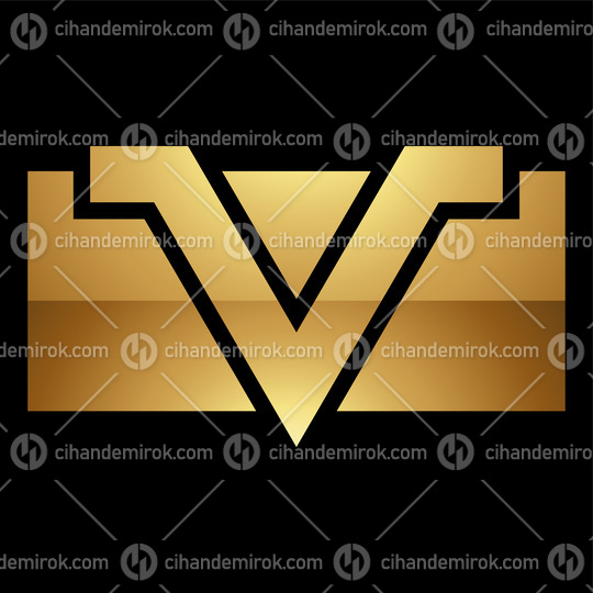 Golden Letter V Symbol on a Black Background - Icon 1