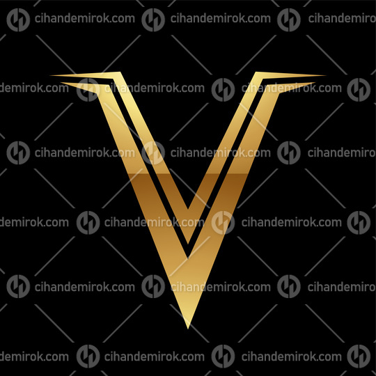 Golden Letter V Symbol on a Black Background - Icon 2
