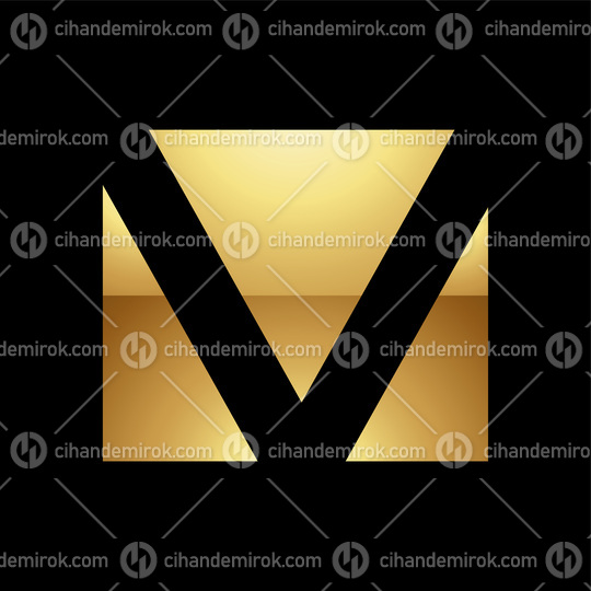 Golden Letter V Symbol on a Black Background - Icon 3
