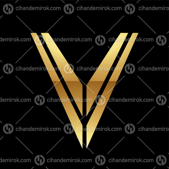 Golden Letter V Symbol on a Black Background - Icon 5
