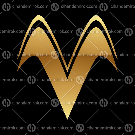Golden Letter V Symbol on a Black Background - Icon 7