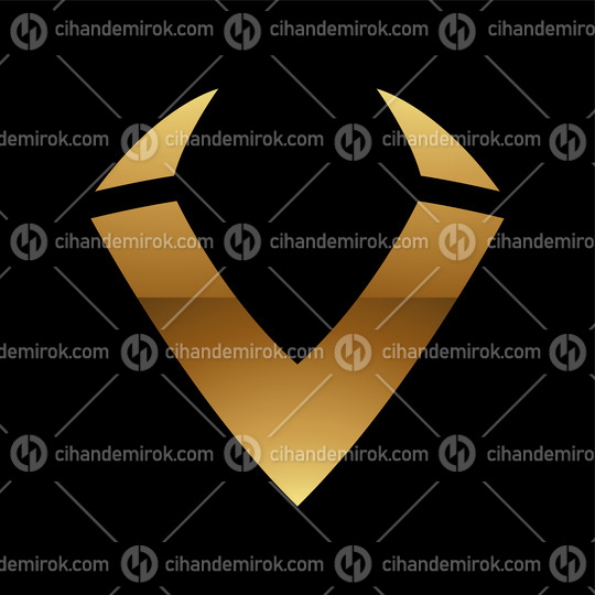 Golden Letter V Symbol on a Black Background - Icon 8