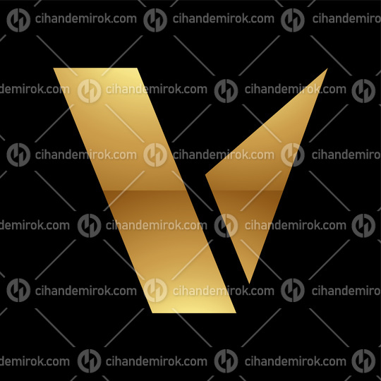 Golden Letter V Symbol on a Black Background - Icon 9