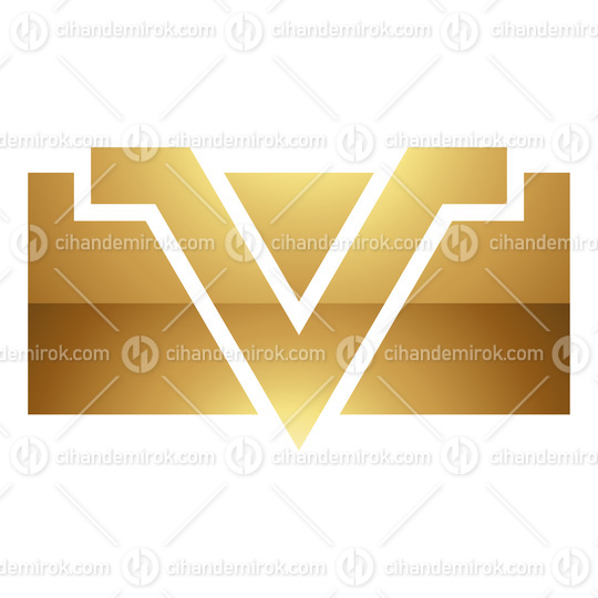 Golden Letter V Symbol on a White Background - Icon 1