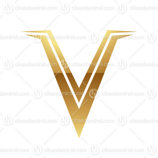Golden Letter V Symbol on a White Background - Icon 2