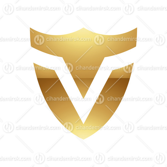 Golden Letter V Symbol on a White Background - Icon 6