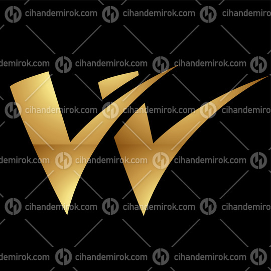Golden Letter W Symbol on a Black Background - Icon 1