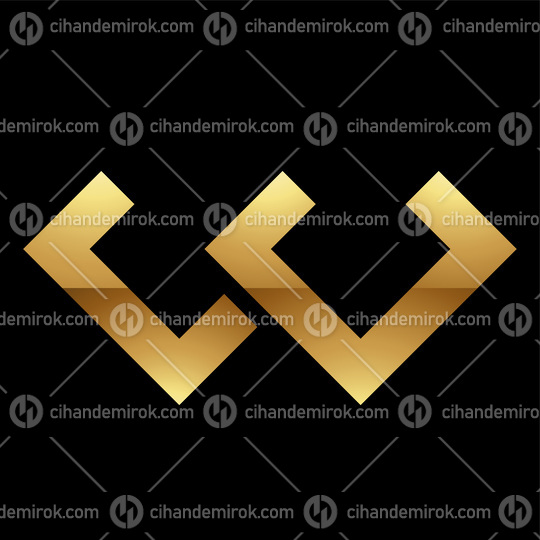 Golden Letter W Symbol on a Black Background - Icon 2