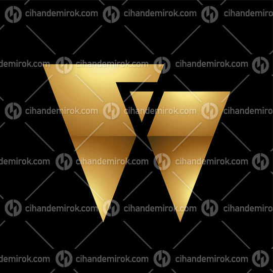 Golden Letter W Symbol on a Black Background - Icon 3