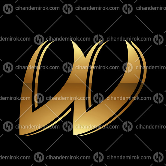 Golden Letter W Symbol on a Black Background - Icon 4