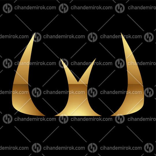 Golden Letter W Symbol on a Black Background - Icon 8