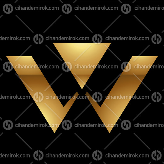 Golden Letter W Symbol on a Black Background - Icon 9