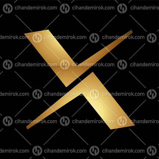 Golden Letter X Symbol on a Black Background - Icon 4