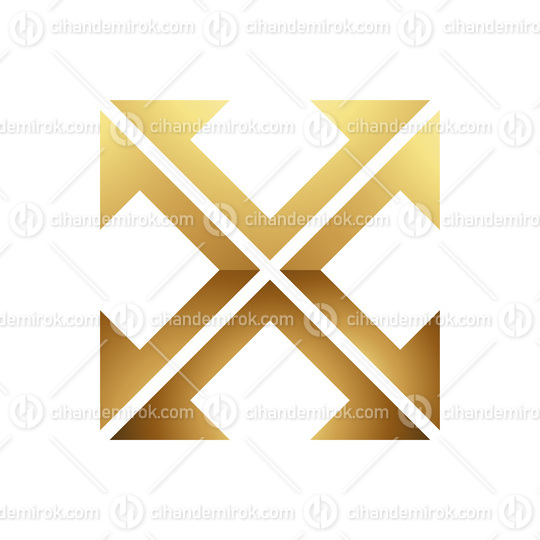 Golden Letter X Symbol on a White Background - Icon 2