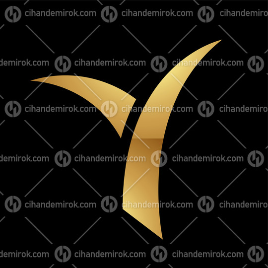 Golden Letter Y Symbol on a Black Background - Icon 1