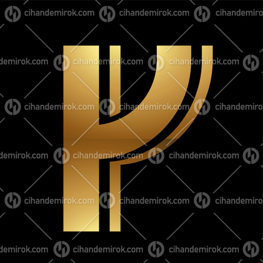 Golden Letter Y Symbol on a Black Background - Icon 2