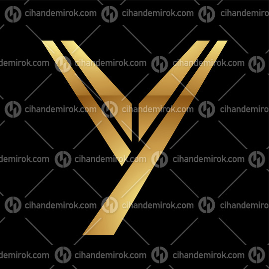 Golden Letter Y Symbol on a Black Background - Icon 4
