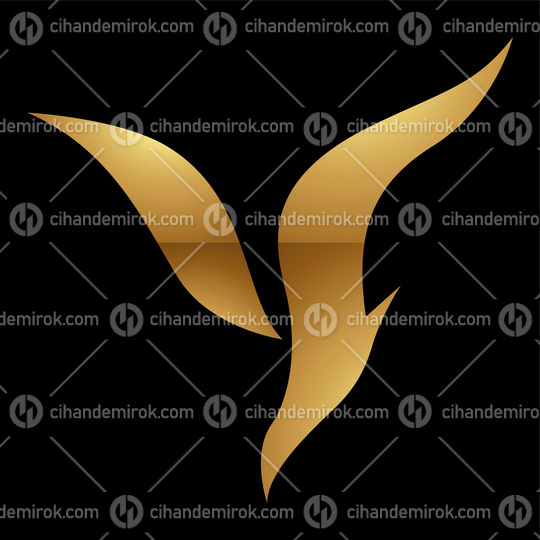 Golden Letter Y Symbol on a Black Background - Icon 5