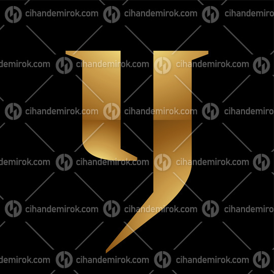 Golden Letter Y Symbol on a Black Background - Icon 7