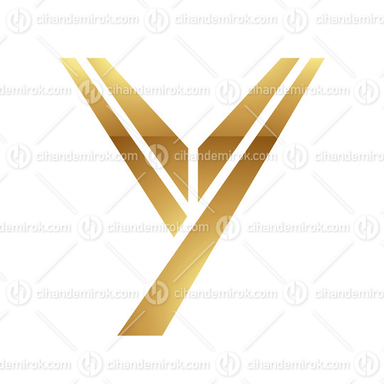 Golden Letter Y Symbol on a White Background - Icon 4