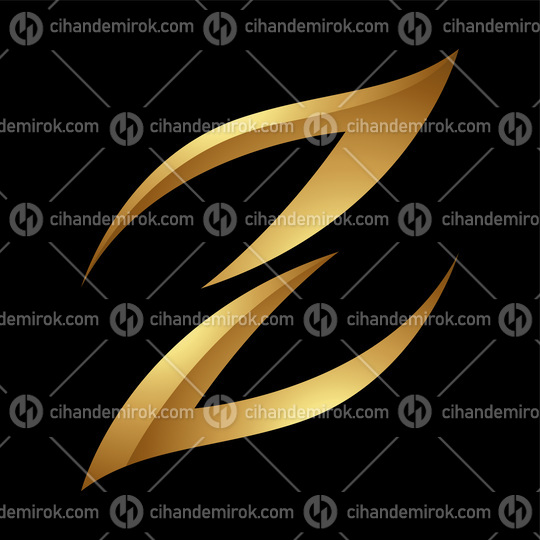Golden Letter Z Symbol on a Black Background - Icon 6