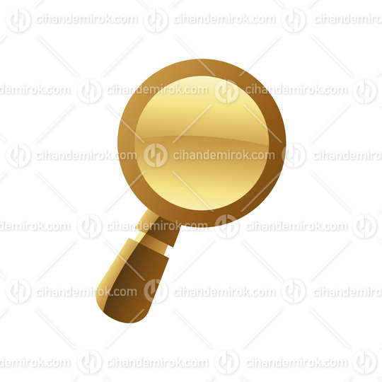 Golden Magnifier on a White Background