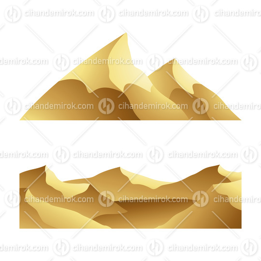 Golden Mountains on a White Background