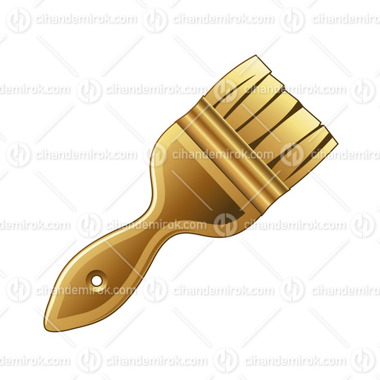 Golden Paint Brush on a White Background