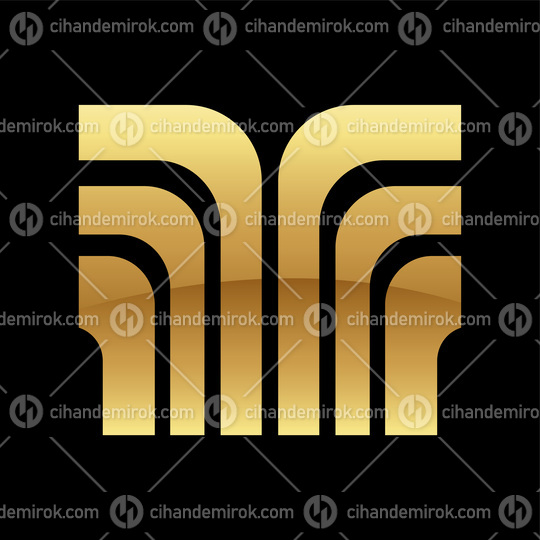 Golden Retro Stripes Icon on a Black Background