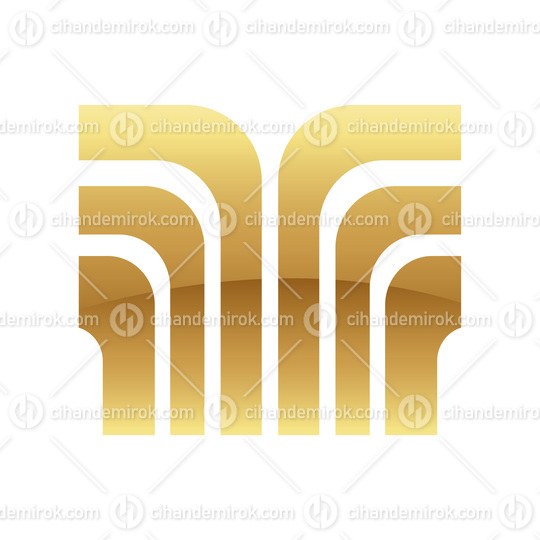 Golden Retro Stripes Icon on a White Background