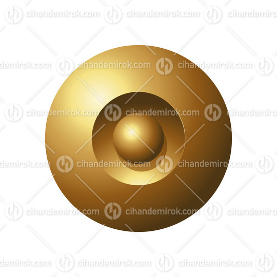 Golden Shiny Bold Spheres on a White Background