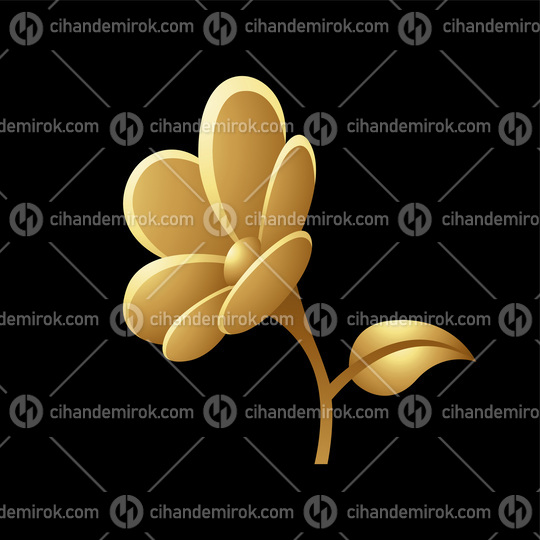 Golden Shiny Flower on a Black Background