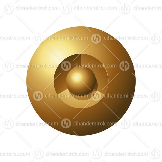 Golden Shiny Spheres on a White Background