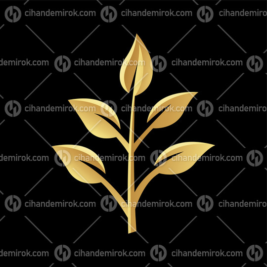 Golden Small Glossy Leaves on a Black Background