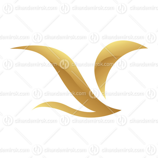 Golden Soft Wings Icon on a White Background
