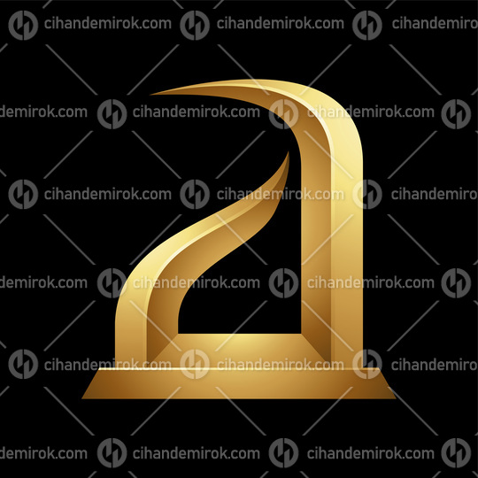 Golden Statuette-like Letter A Icon on a Black Background