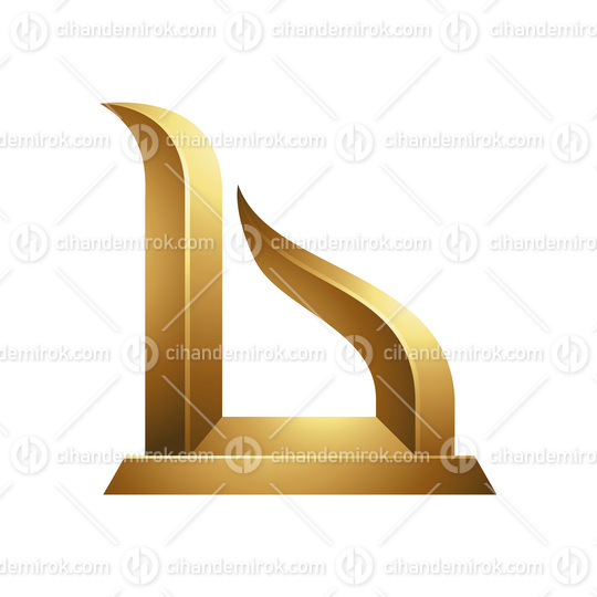 Golden Statuette-like Letter B Icon on a White Background