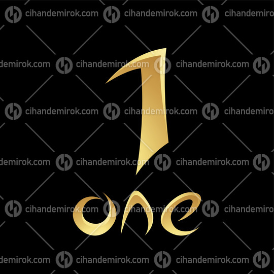 Golden Symbol for Number 1 on a Black Background - Icon 1