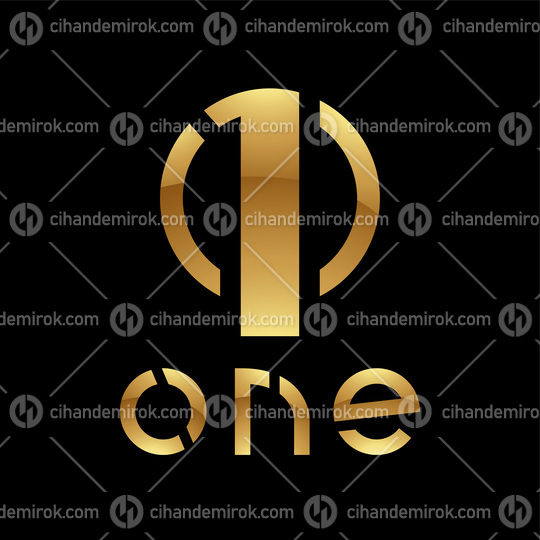 Golden Symbol for Number 1 on a Black Background - Icon 2