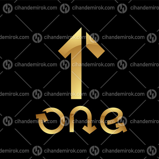 Golden Symbol for Number 1 on a Black Background - Icon 3