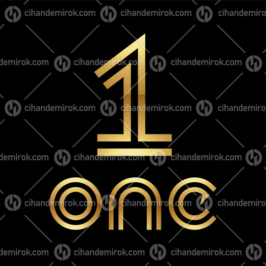 Golden Symbol for Number 1 on a Black Background - Icon 5