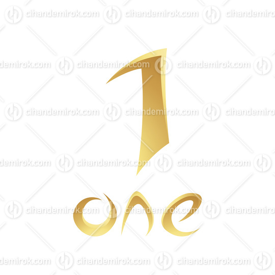 Golden Symbol for Number 1 on a White Background - Icon 1